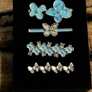 Blue and Silver Floral Watchband Charm Set